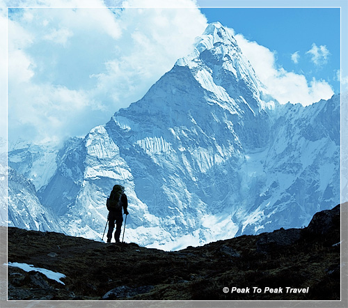 Hiker on Mt. Ama Dablam (22,349 ft)